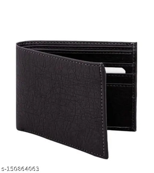 Textured canvas & leather casual men's wallet, brown, 4 compartments