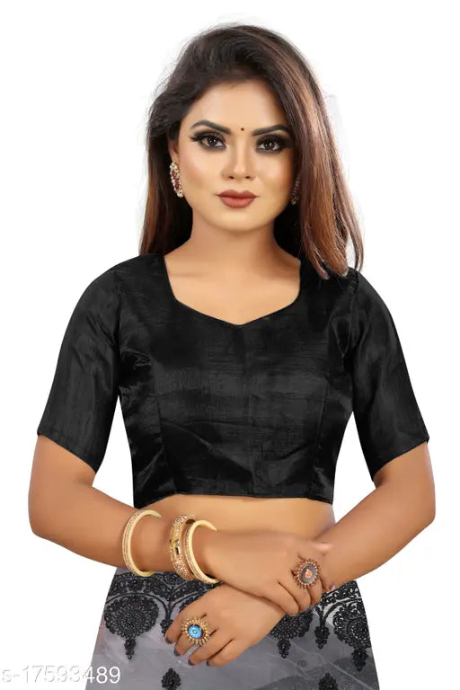 Indian embroidered net saree with separate satin blouse, free size (5.5m saree, 0.8m blouse)