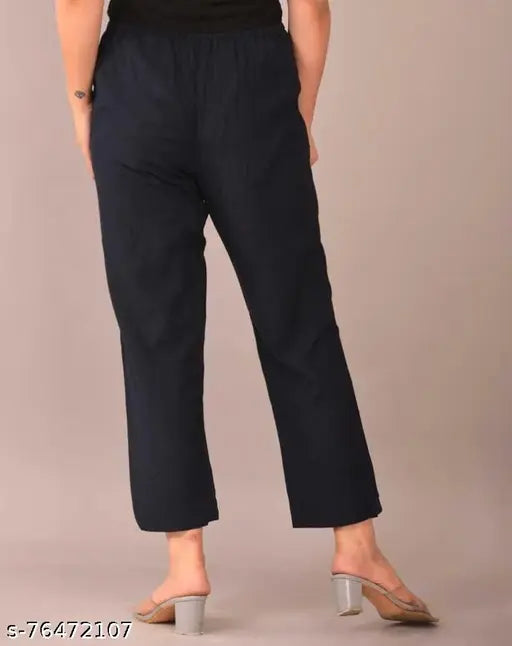 White & Black pure cotton casual trousers, durable and shape-retaining daily wear by Yashu Creations for women