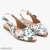 Synthetic slip-on ballerinas, printed 'Phool Bantoo' design, from Nikunj Store, Indian sizes 3-9