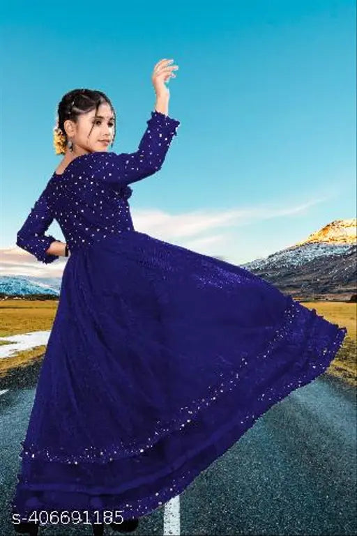 Pink printed net ethnic gown with dupatta (N), high-quality rayon fabric for girls aged 5-16 years, Indian origin