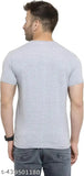 Grey Melange cotton blend men's short sleeve t-shirt, comfortable and loose-fitting for casual outings. Perfect for summer wear, best quality t-shirt with double needle stitching. Men's casual wear, made in India