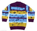 Men's voguish purple yellow wool printed sweatshirt, ideal for layering and casual wear