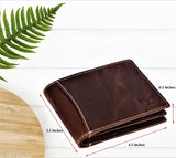 Brown 100% genuine leather men's wallet, RFID protected with 2 compartments, classic vintage pull-up design - WILDWINGS