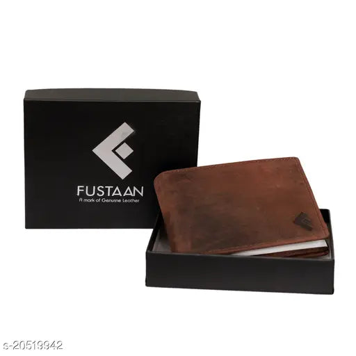 Brown genuine leather men's wallet, premium style, free size (9cm x 12cm), made in India