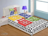 Cotton Ludo 1 single bedsheet & pillow cover, 140 thread count, India-made bed linen on display