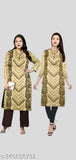 Printed woolen A-Line kurti for women in low price - Warm, stylish, and affordable three-quarter sleeve wool kurti in multiple sizes (M, L, XL, XXL) for daily wear this winter. Indian origin