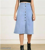 Denim skirt for women, solid pattern, fashionable and classy, size 28/32 inches waist, 30 inches length, from India