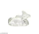 Natural Quartz Crystal Sphatik Nandi Idol Statue - Health, Wealth, Protection, Prosperity & Success. Made in India, perfect for gifting or decorative showpiece