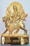 Golden brass, 11cm Maa Durga idol for Navratri decor - Indian religious showpiece