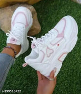 Synthetic pink love shoes with rubber sole, latest women's footwear for fashion forward style