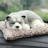 GreyWhite artificial dog, durable plastic car decor/home decor with activated charcoal for air purification