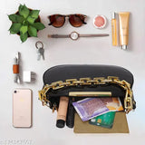 Black faux leather sling bag, striped net pattern, girls/women crossbody bag with adjustable strap