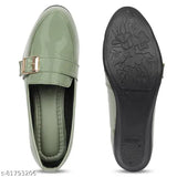Patent leather Aadvit women's fashion belly slip-ons, solid design in various sizes (IND-3, IND-4, IND-5, IND-6, IND-7, IND-8) from India