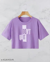 Purple cotton-blend short sleeved shirt with "Don't Quit" printed net pattern, size XL for men, made in India