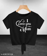 Women's Regular Fit I Love You Mom Printed Polycotton T-Shirt, short sleeves, size options S-XL