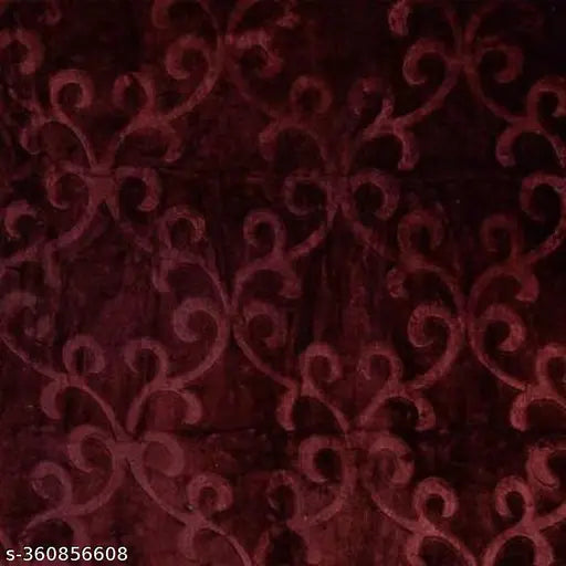 Brown microfiber double bed blanket with floral embossed mink design, warm and lightweight for heavy winters