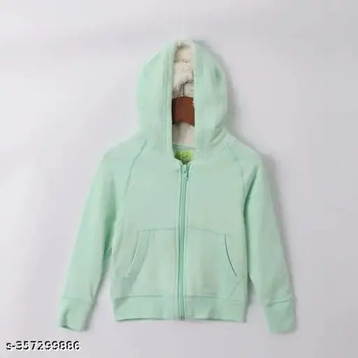 Denim Art kids fleece full sleeve hooded sweatshirt, cotton blend solid color for comfortable play in winter