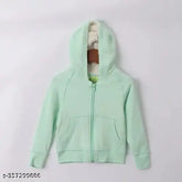 Denim Art kids fleece full sleeve hooded sweatshirt, cotton blend solid color for comfortable play in winter