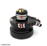 Ceramic shivling showpiece, 1.5cm x 1.5cm x 2.5cm, Indian-crafted Shiva idol for car dashboard or office space