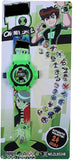 Green digital Ben 10 watch with 24 images projector for kids, ideal for unisex play during night