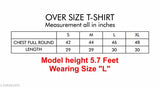 Oversized printed cotton t-shirt for men - three-quarter sleeves, Indian origin
