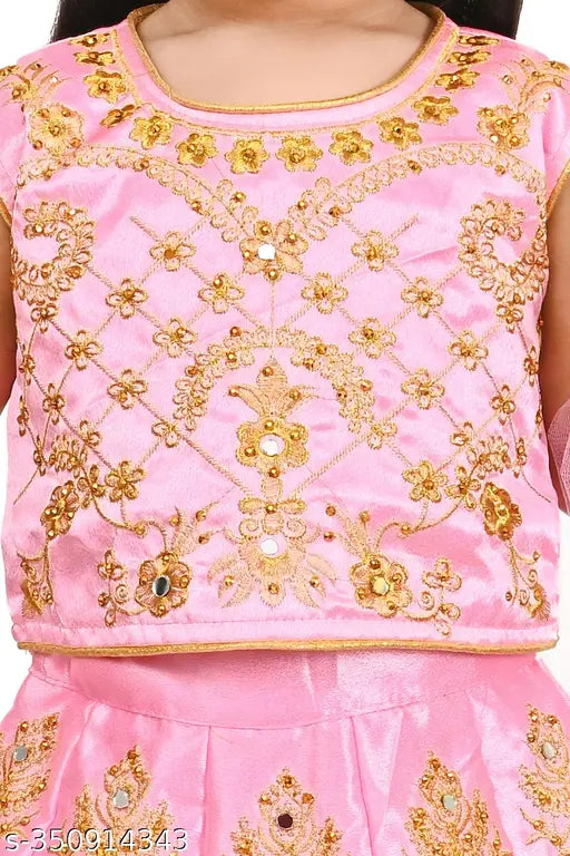 Cotton Kids Lehenga Choli, embroidered with net dupatta - vibrant Indian attire for toddlers