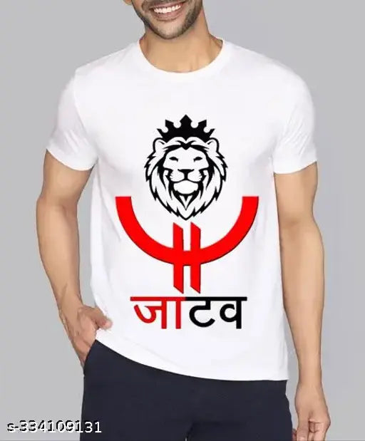 Cotton silk jatav lion t-shirt, printed graphic design, short sleeves, SRKFashion presents