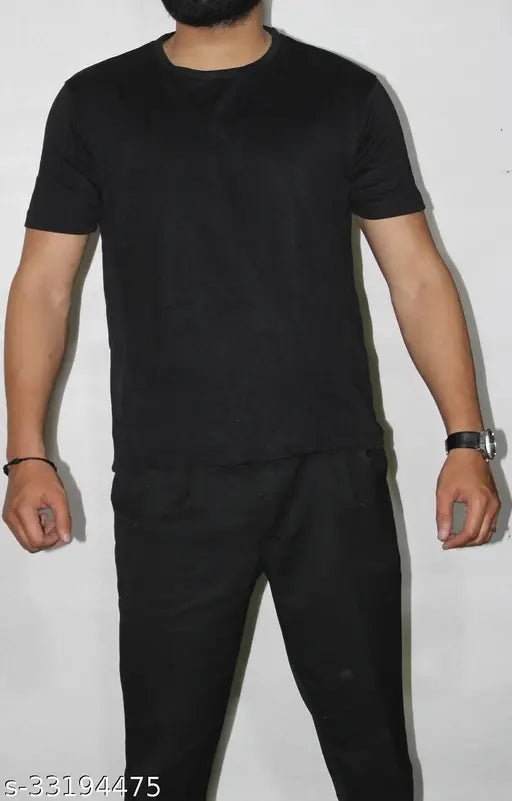 Classy men's polyester t-shirt, printed short sleeves, S-L sizes, Indian made