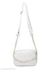 PU chain handle sling bag, textured net pattern for girls. Lightweight and durable medium size handbag, suitable for casual or formal occasions