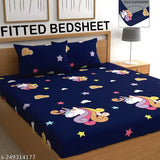 Unicorn-patterned microfiber fitted double bedsheet, ideal for adult heavy winter use, made by Baani Designer