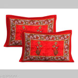 180 Tc Pure Cotton Double Bed Sheet with Floral Design & 2 Free Matching Pillow Covers - Ideal for Summer