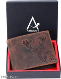 ABOOST RFID Protected brown leather wallet for men, genuine leather with 2 compartments and coin pocket. Classic design, hand-stitched for durability. Made in India