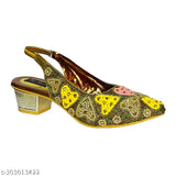 Multicolor synthetic ballerinas with gold heel embellishments, India-origin belly sandals for stylish comfort