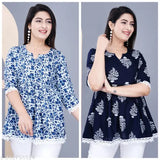 Rayon printed net three-quarter sleeve women's top for party wear, very comfortable and beautiful