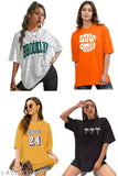 Stylish printed oversized cotton blend t-shirts combo pack of 4, loose fit, various sizes available for men and women