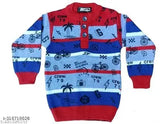 Modern wool sweaters for kids, printed pattern, long sleeves, sizes 3-12 years, India origin