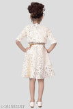Embellished net pashmina faux fur gown for girls, stylish star print on display" (107 characters)