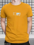 Mustard yellow cotton blend t-shirt with front back print, suitable for casual and party wear
