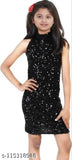 Nylon sleeveless embellished net dress for girls (5-6 Years), Indian made fashionable Tinkle Funky Girls frocks