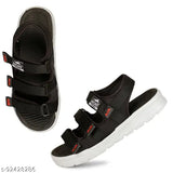 Stylish boys black Lycra sandals with EVA sole and Velcro fastening, ideal for casual outfits. Perfect fit for ages 5-16 years old, made in India