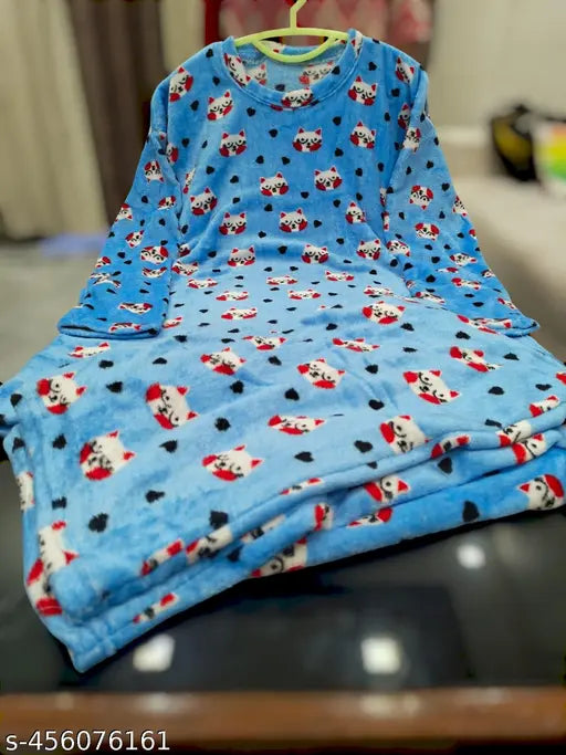 High-quality plus size fur night suit for women and girls, printed wool pyjamas with long sleeves, 4XL, 5XL, 6XL sizes from India