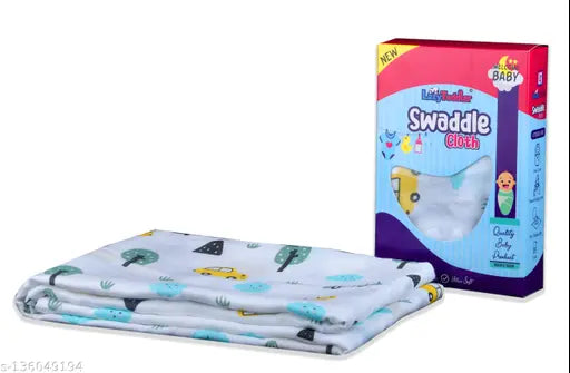 Organic cotton swaddler, bright animal print design for AC room, ideal for travel & nursing