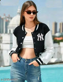 Black fleece women's bomber jacket, premium quality cotton blend with long sleeves, super stylish for kids aged 8-16 years