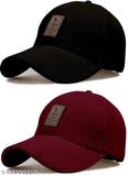 Solid cotton baseball caps, set of 2 for boys - Indian made multi caps combo by SBAPRIME