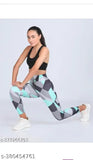 Stretchable striped sports track pants for women, colorblocked Lycra jeggings for active lifestyle and gym workouts. Sizes: 28-32 inch (Waist 28-30 inch, Length 35 in). Made in India
