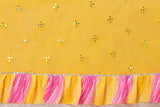 Net mirror work lehriya print ruffle saree with georgette blouse, Indian ethnic wear on display