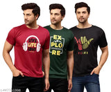 Urbane glamorous men's Dri-Fit printed active T-shirts combo (3pcs) - moisture-wicking polyester, short sleeves, vibrant designs for workouts or casual wear