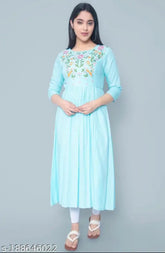 Rayon embroidered Kurti, Aishani Drishyan style, suitable for parties, college, or marriages. Made in India