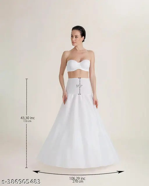Solid net 2-layer petticoat for women's wedding dresses, available in sizes N to XXL. Made in India." (109 characters)